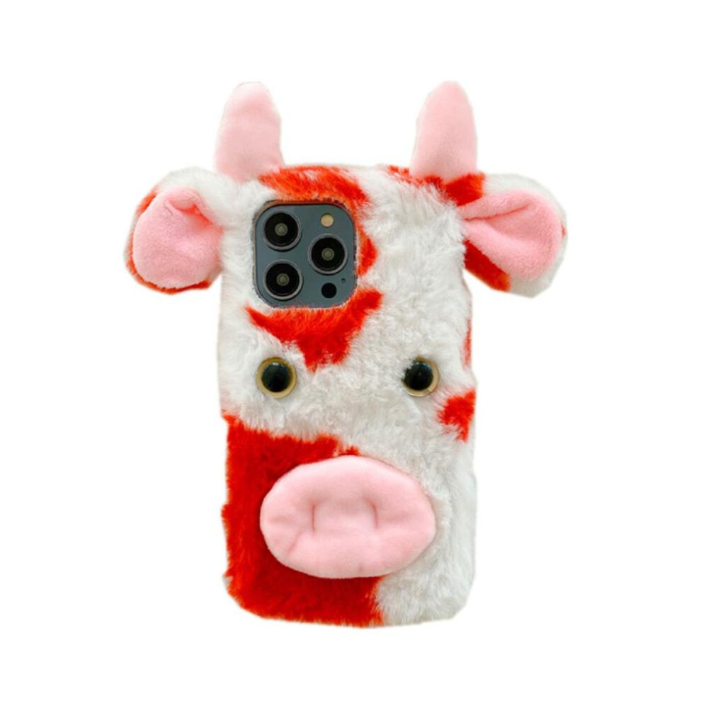 (Red) Case For Honor 400 Pro 5G Cow Phone Case Autumn And Winter Lovely Fuzzy Fluffy Cartoon Cow Red 764563692903
