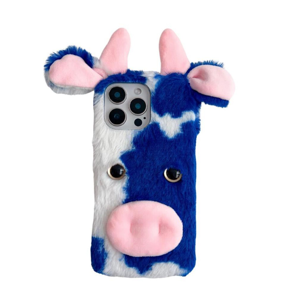 (Blue) Case For Honor 400 Lite 5G Autumn And Winter Lovely Fuzzy Fluffy Cartoon Cow Cow Phone Case Blue 764563692934