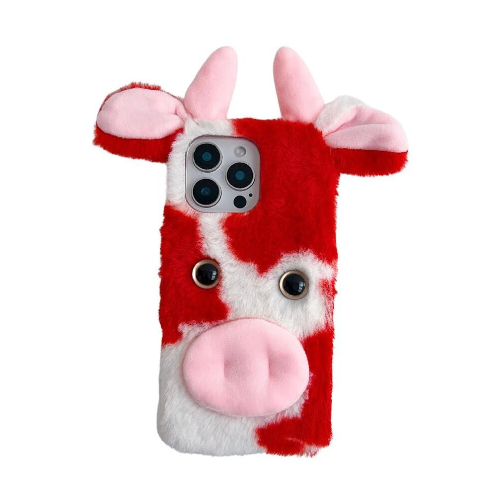 (Red) Case For Honor 400 Lite 5G Autumn And Winter Lovely Fuzzy Fluffy Cartoon Cow Cow Phone Case Red 764563692941