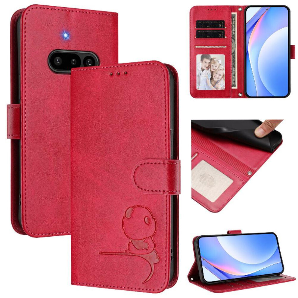 (Rose ) Phone Case For Nothing Phone 3A Pu Leather Magnetic Card Slots Holder Kickstand Rfid Blocking Flip Folio Red 764563693559