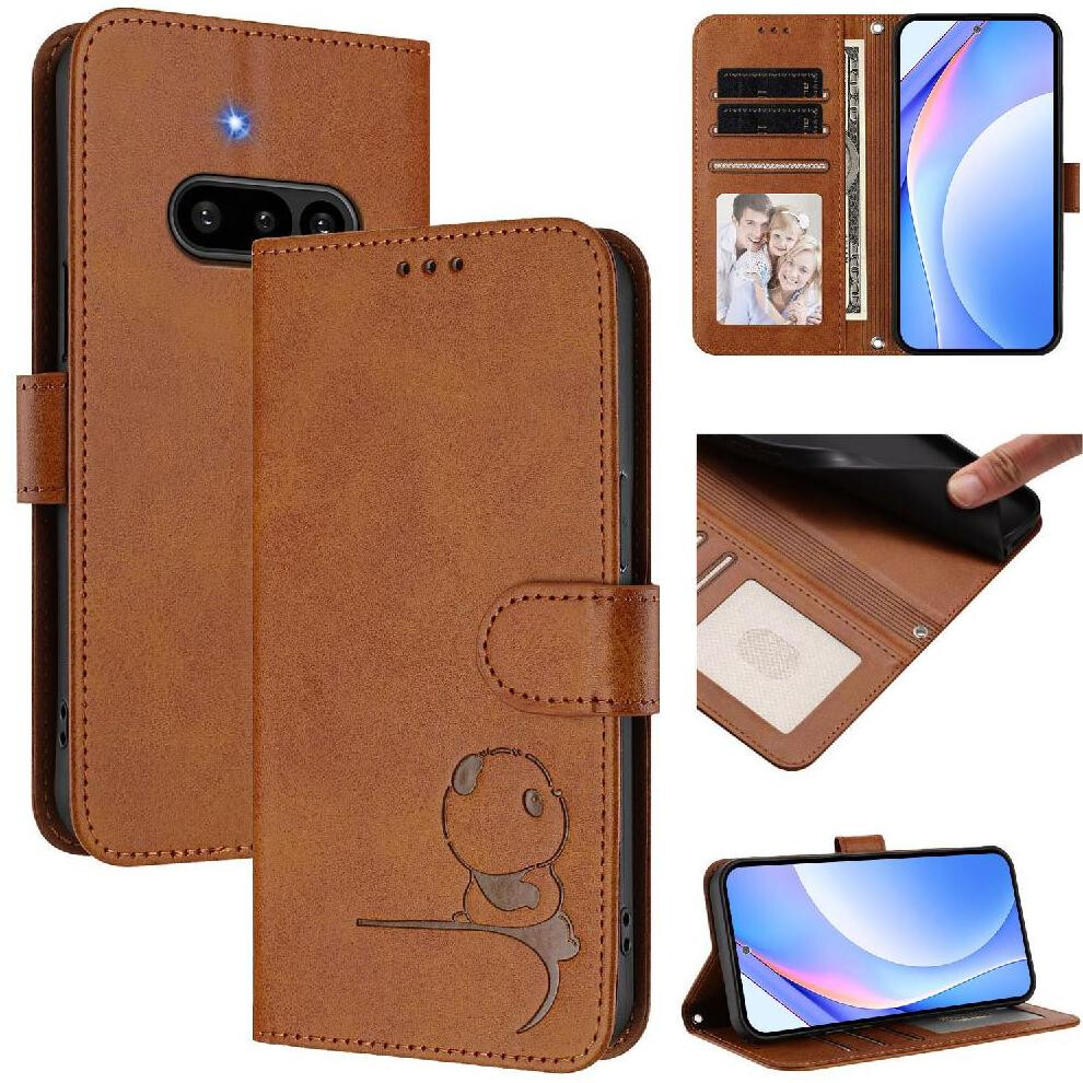 (Brown) Phone Case For Nothing Phone 3A Pu Leather Magnetic Card Slots Holder Kickstand Rfid Blocking Flip Folio Brown 764563693566