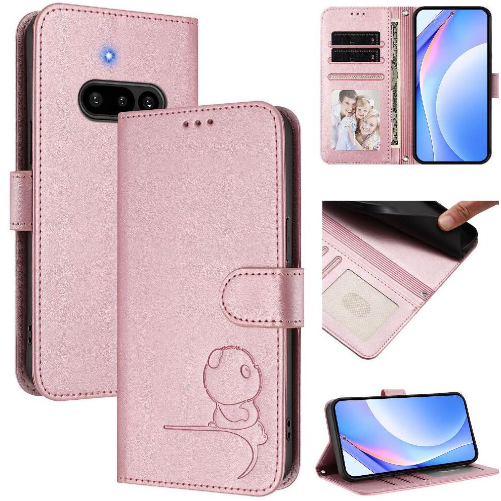 (Pink) Phone Case For Nothing Phone 3A Pu Leather Magnetic Card Slots Holder Kickstand Rfid Blocking Flip Folio Pink 764563693511
