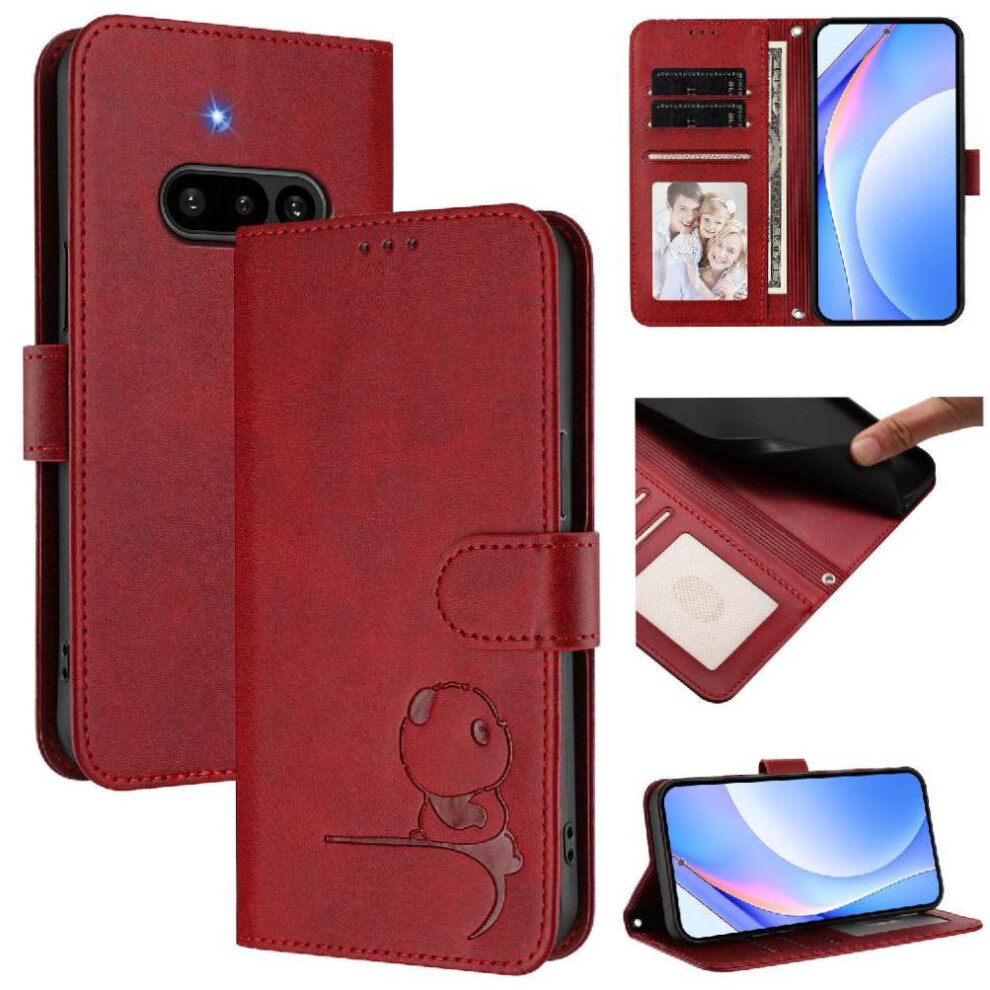 (Red) Phone Case For Nothing Phone 3A Pu Leather Magnetic Card Slots Holder Kickstand Rfid Blocking Flip Folio Red 764563693535