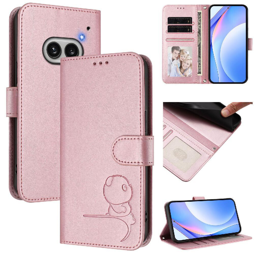 (Pink) Phone Case For Nothing Phone 2A Card Slots Holder Kickstand Pu Leather Magnetic Rfid Blocking Flip Folio Pink 764563693573