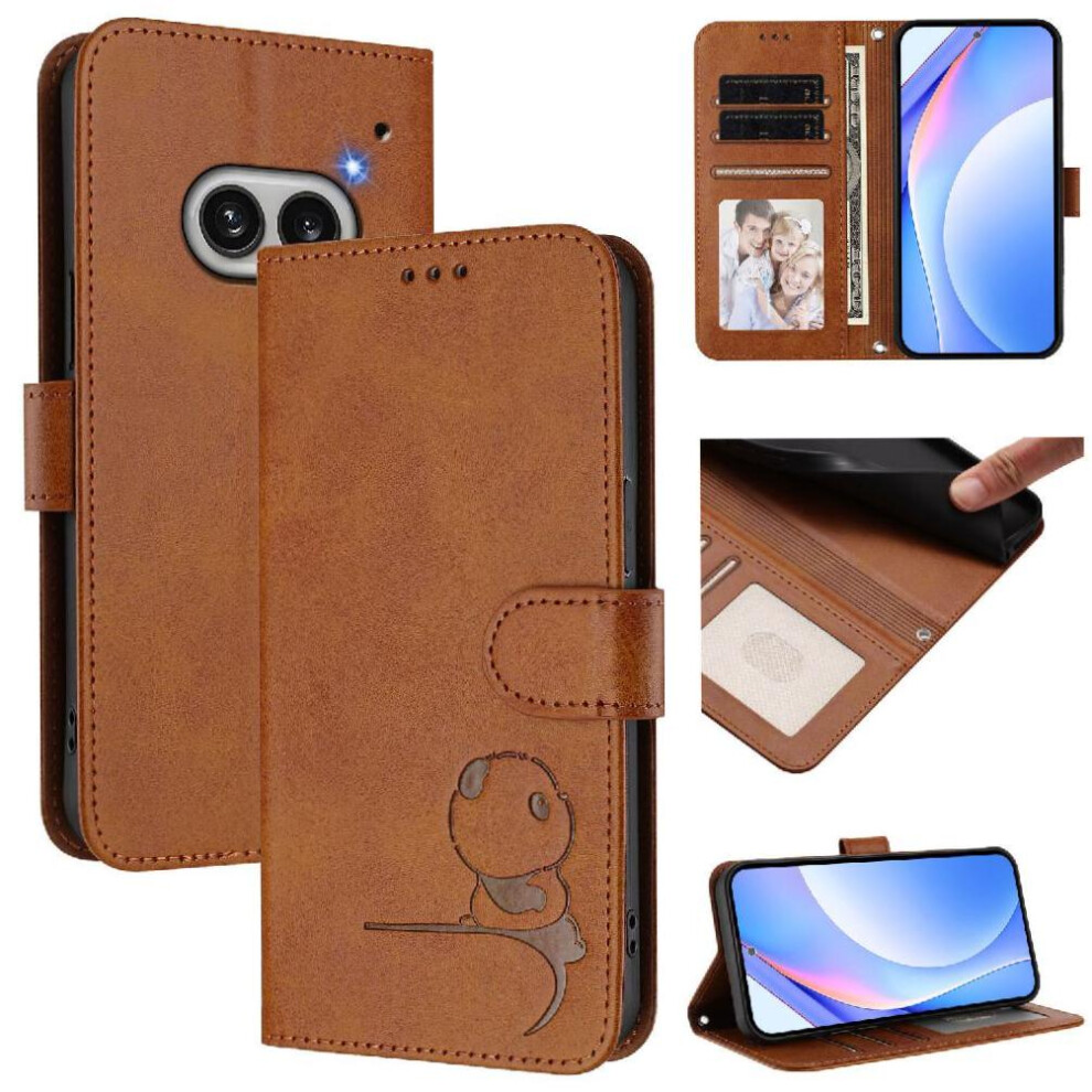 (Brown) Phone Case For Nothing Phone 2A Card Slots Holder Kickstand Pu Leather Magnetic Rfid Blocking Flip Folio Brown 764563693627