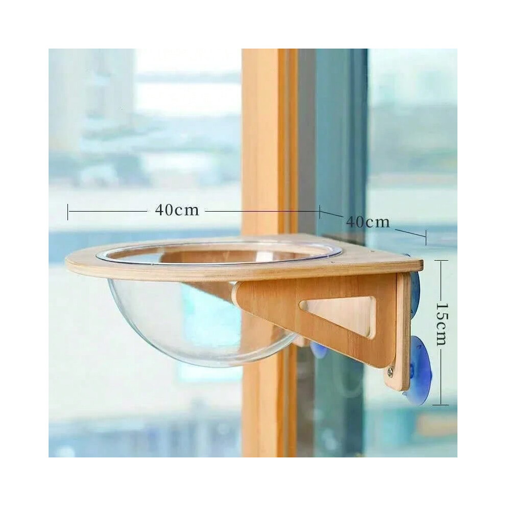 (WHITE) Cat Hammock No-punch Space Capsule Beds Sunny Window Lounger Wooden Suction Hammocks Cats Shelf Comfortable Pet Bed Supplies