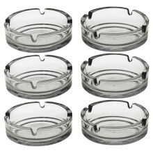 (6) Round Glass Classic Ashtray 10.2cm Round for Cigarettes Indoor Outdoor