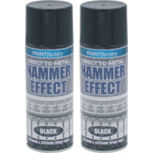 2 x 400ml Hammer Effect Black Spray Paint Direct Metal Auto
