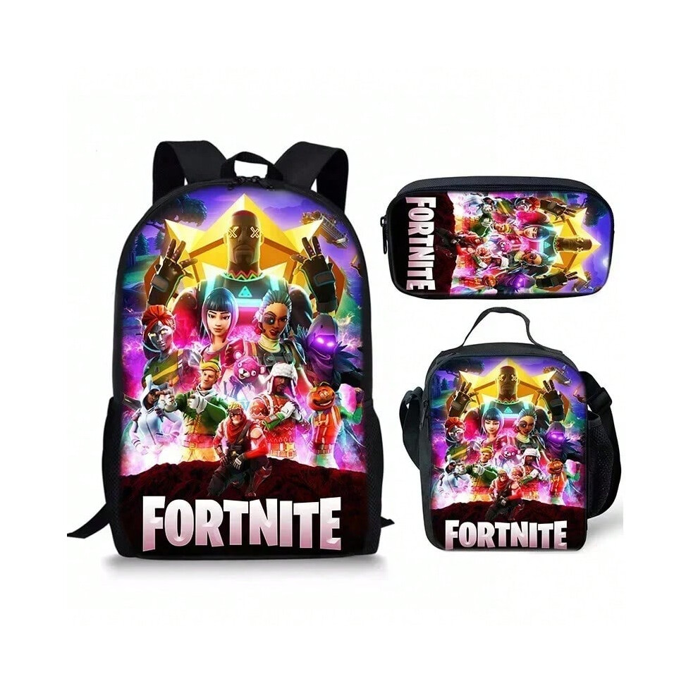 (19) Fortnite Backpack 3pcs Set Kid Child Schoolbag  Pencilcase cosplay Schoolbag Cool Boys Girls Student Bag-image-OPC-PHPRHX8-NEW