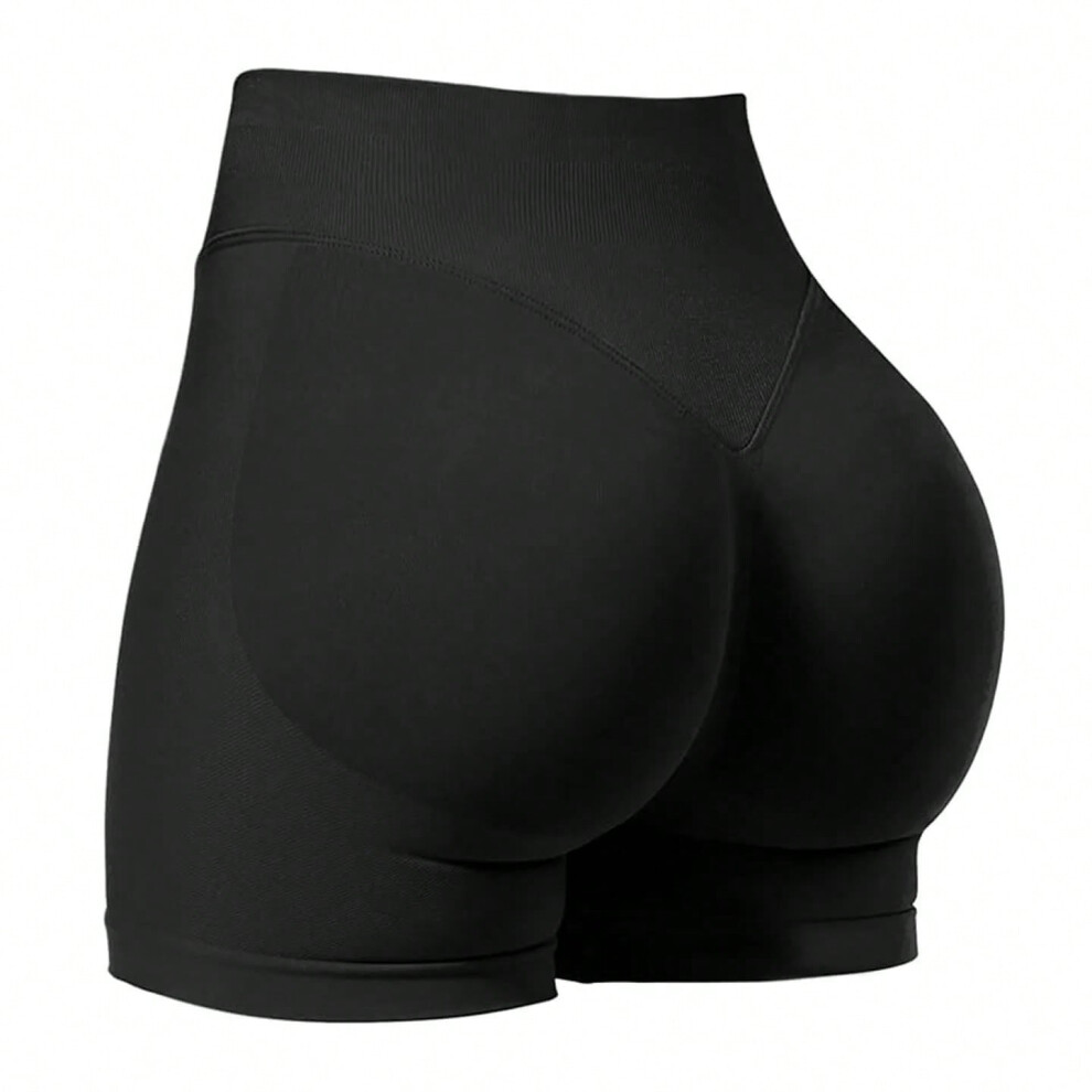 (XL, Black) Women's summer shorts low waist seamless shorts gym shorts yoga shorts running shorts and high stretch cycling training shorts