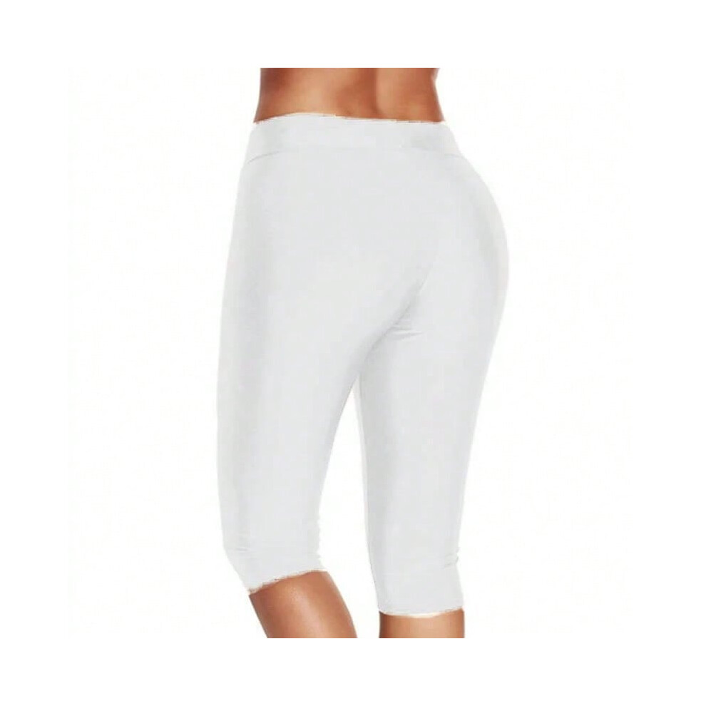(White, XXXL) High Waist Push Up Fitness Leggings Crop Wide Waistband Cycling Short Leggings Workout Jogging For Women Training Leggings