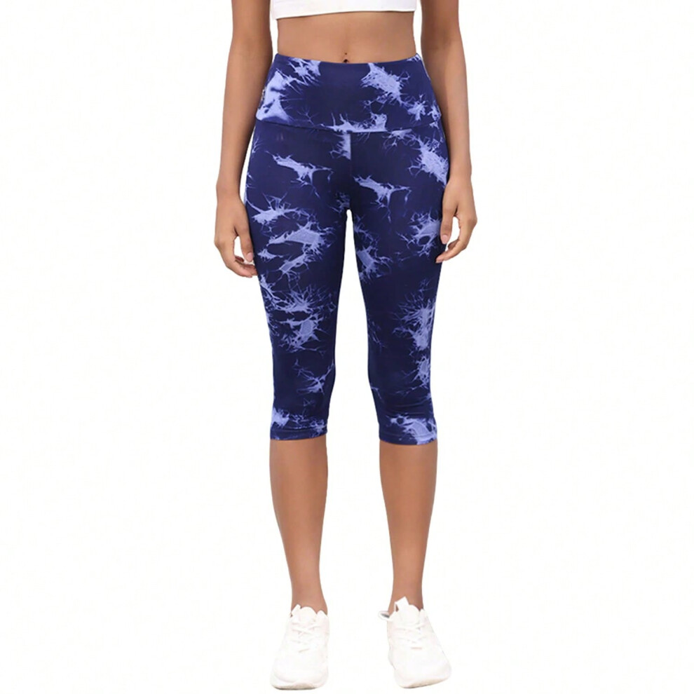 (-11, M) Women's High Waisted Capri Pants Super Soft Tummy Control No See Through Workout Yoga Running Athletic Push Up Gym Leggings