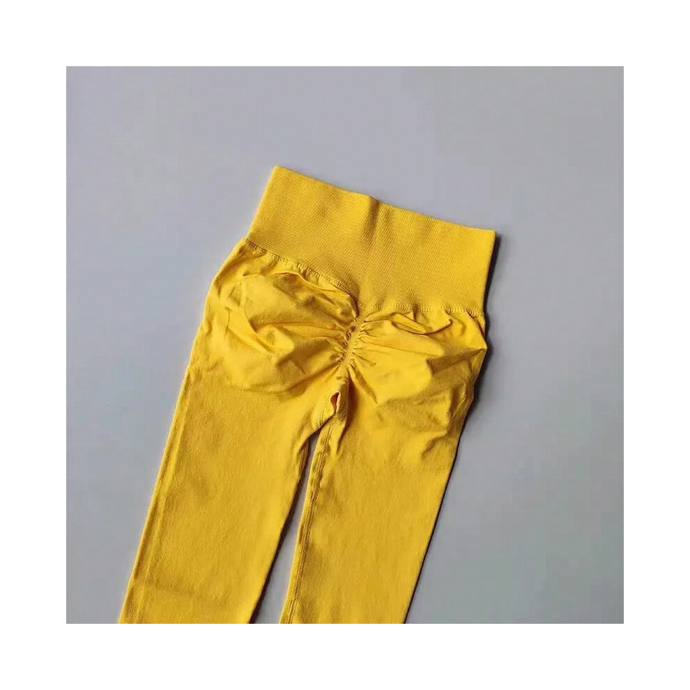 (xiaojiYellow, M) High Waist Yoga Leggings Women Seamless Push Up Sport Leggings Fitness Running Hip Lift Yoga Pants Highly Elastic Gym leggings