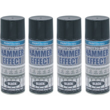 4 x 400ml Hammer Effect Black Spray Paint Direct Metal Auto