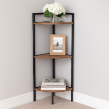 3 Tier Metal & MDF Rustic Corner Cabinet Free Standing Bookcase