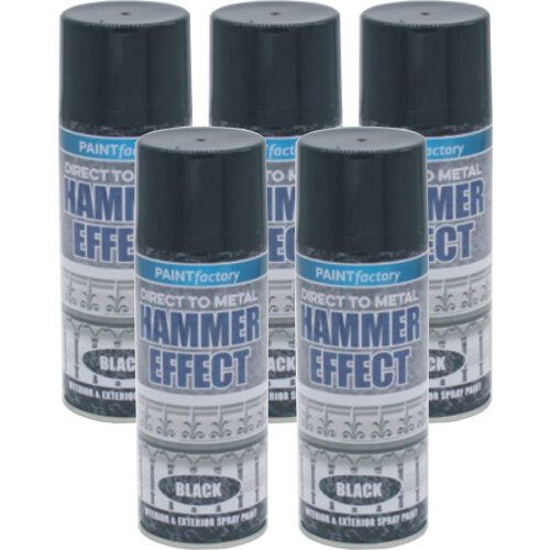 5 x 400ml Hammer Effect Black Spray Paint Direct Metal  Auto