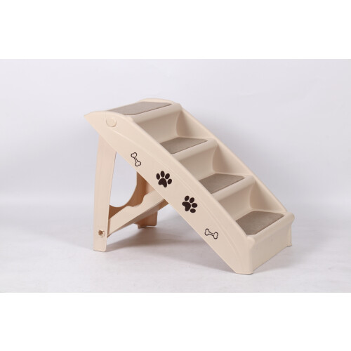 Dog Pet Folding Stairs Plastic Ramp Access Step Lightweight Cat Cream 2