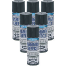 6 x 400ml Hammer Effect Black Spray Paint Direct Metal Auto