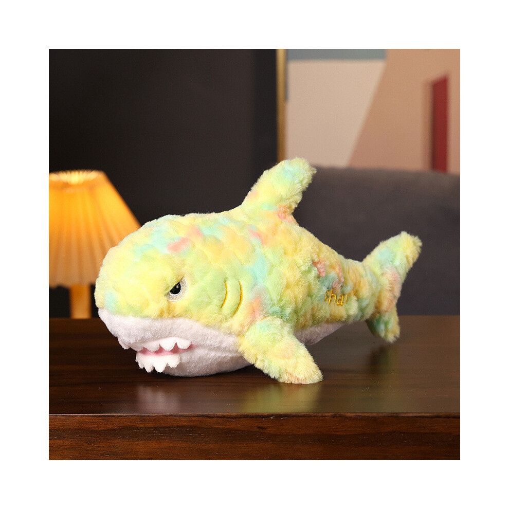(Yellow ) Tie Dye Blue And Yellow Shark Animal Plush Dolls With Letter Gift For Embroidery-image-OPC-PHPRV5Y-NEW