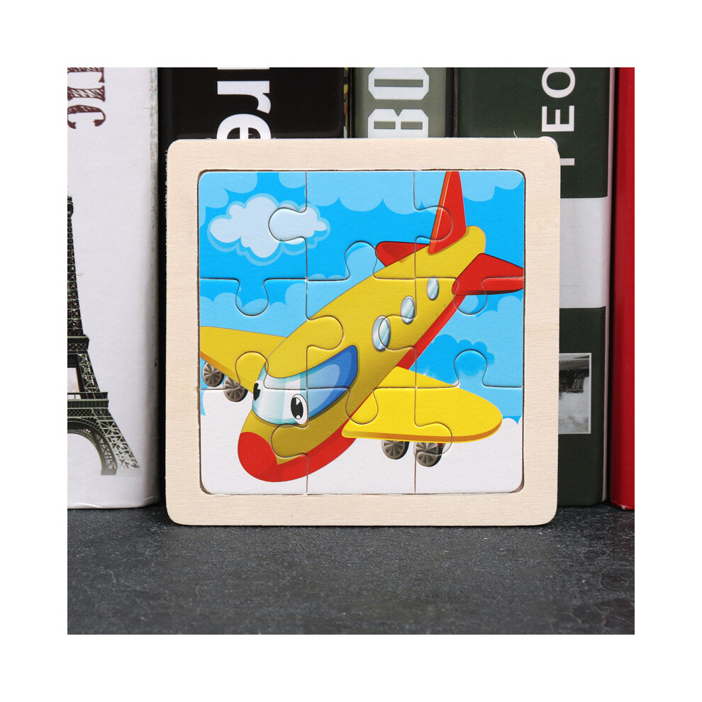(Airplane) Wooden Childrens Flat Puzzle With Airplane Giraffe Panda Whale Print Dinosaur