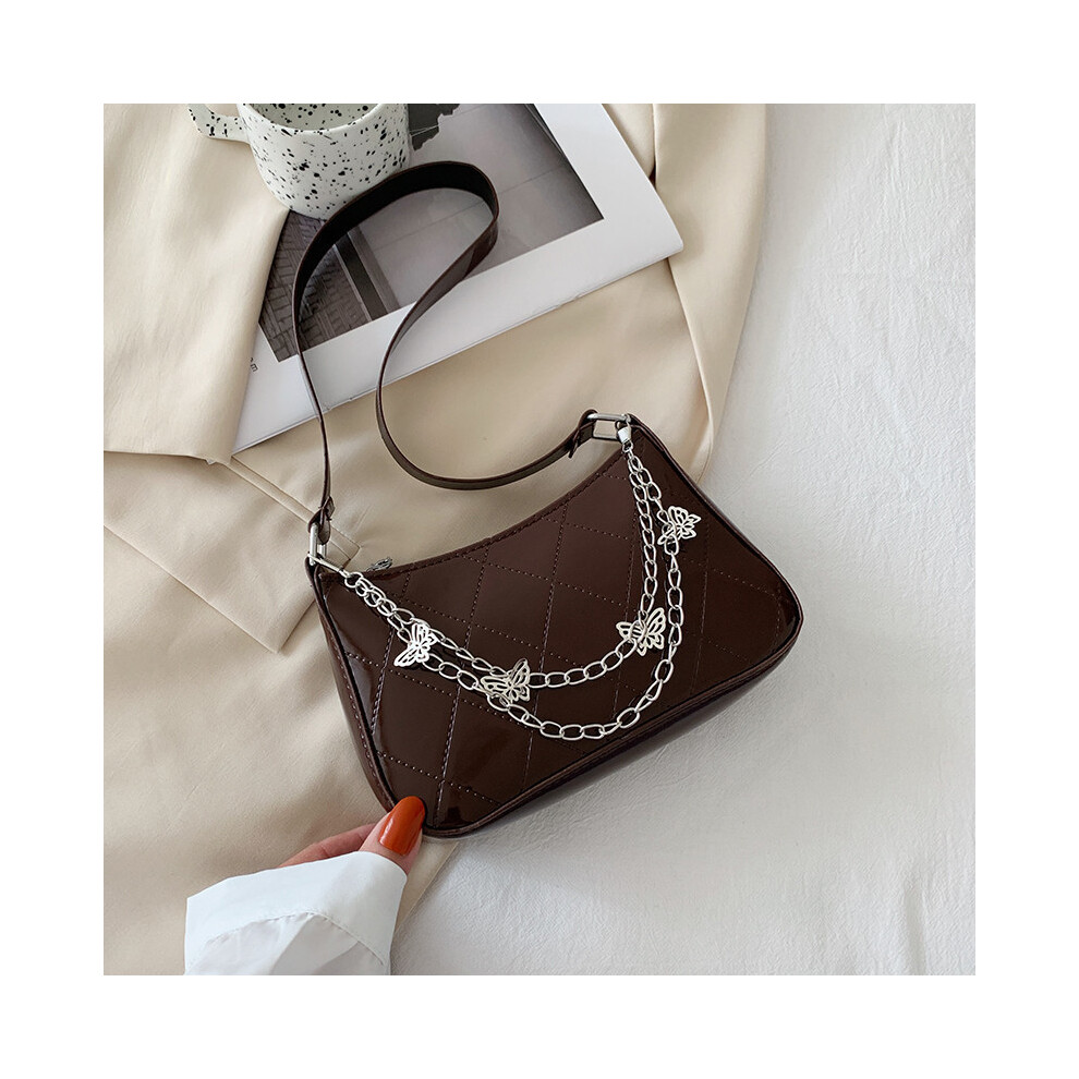 (Brown) Color Solid Retro Pu Shoulder Bag Chain Strap Zipper Women Outfits Street Style-image-OPC-PHPRYT6-NEW