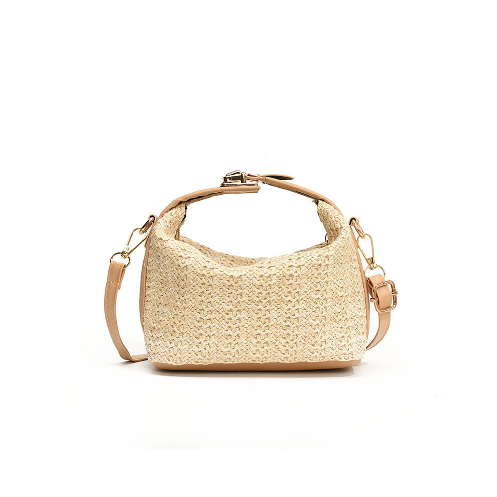 (Khaki) Solid Straw Color Woven Single Shoulder Crossbody Bag Fashion Gifts Handbag-image-OPC-PHPRYV8-NEW