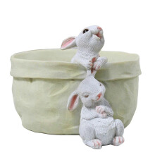 Charming Rabbit Shaped Planter, Miniature Flowerpots for Succulents and Herbs, Versatile Indoor Decor for Home Patio Garden, Resin Succulent Pot,