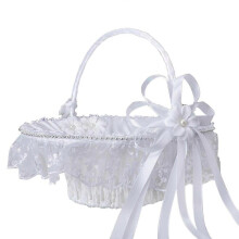 Unique Wedding Flower Baskets, Elegant Wedding Decor with Lace Wedding Accessories for Memorable Wedding Ceremony Party, Flower Girl Basket (25*27cm)