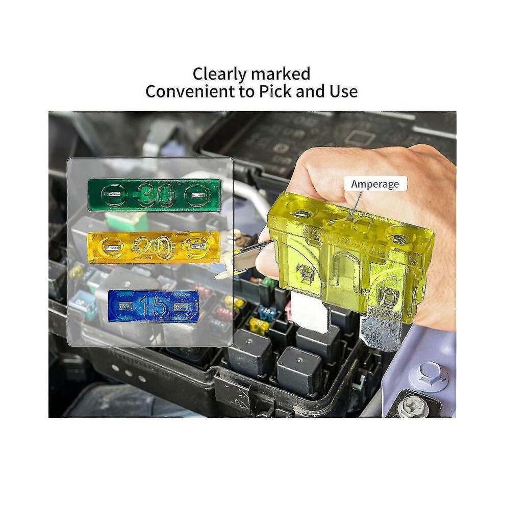 Kit de mini fusibles de voiture, 300 pièces, 2a 3a 5a 7,5a 10a 15a 20a 25a 30a 35a 40a