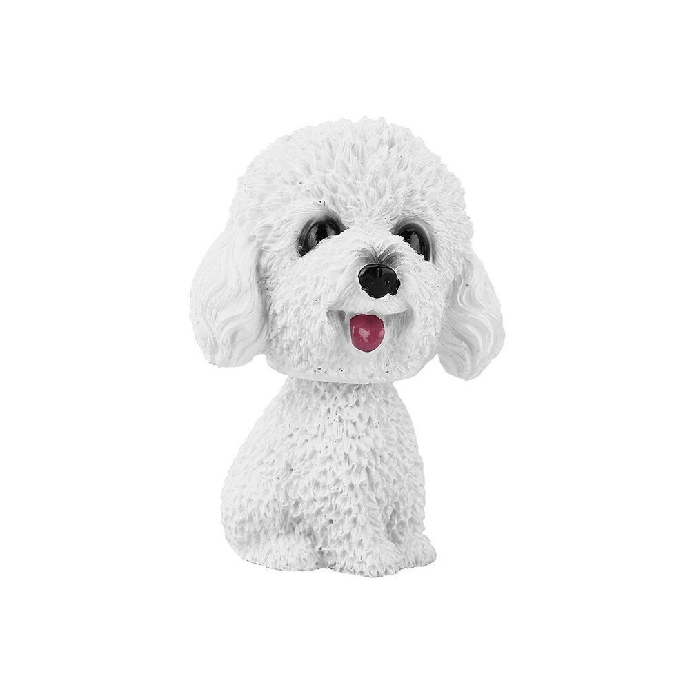 Simulation de chien secouant la tête, décoration de tableau de bord intérieur de voiture (blanc)