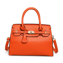 (Orange Red) Ladies Women Leather Handbag First Layer Cowhide Leather Tote Bag Commuter Crossbody Kelly Handbag