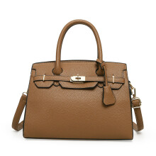 (Camel) Ladies Women Leather Handbag First Layer Cowhide Leather Tote Bag Commuter Crossbody Kelly Handbag