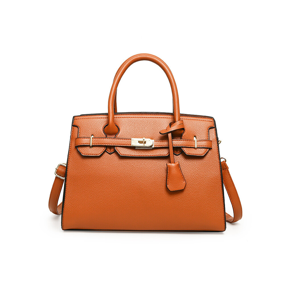 Bonxaif (Light Brown) Ladies Women Leather Handbag First Layer Cowhide Leather Tote Bag Commuter Crossbody Kelly Handbag