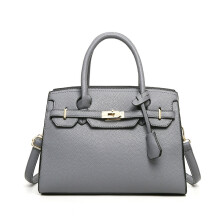 (Grey) Ladies Women Leather Handbag First Layer Cowhide Leather Tote Bag Commuter Crossbody Kelly Handbag
