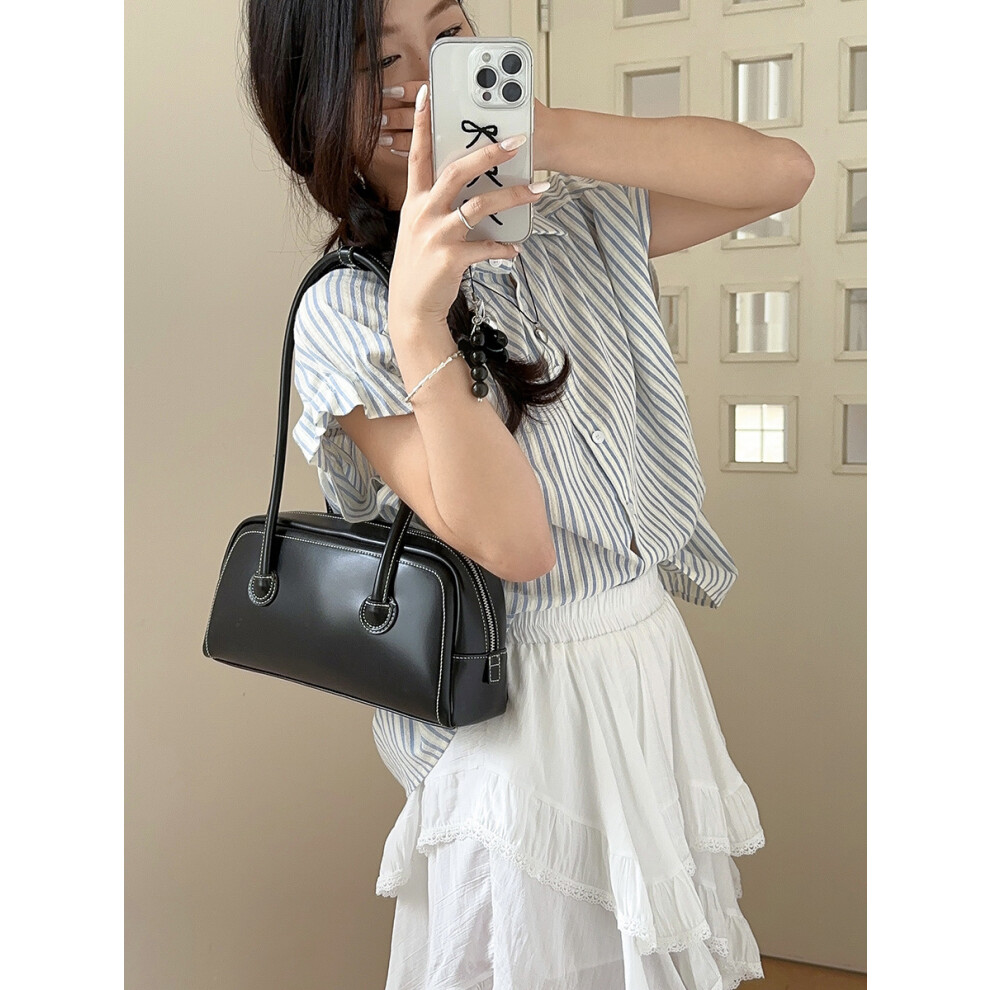 Bonxaif (Black) New Fashion Small Square Bag For Women Simple Armpit Bag With High-End Feel Hand-Held Shoulder Bag Commuting Style