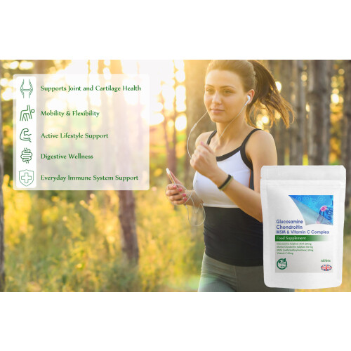 Glucosamine, Chondroitin, MSM & Vitamin C (60 Tablets) Joint Bone, UK 1