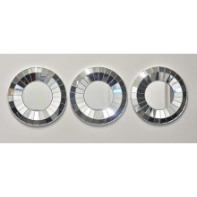 3x Silver Round Wall Mirror 25X25X1.8CM