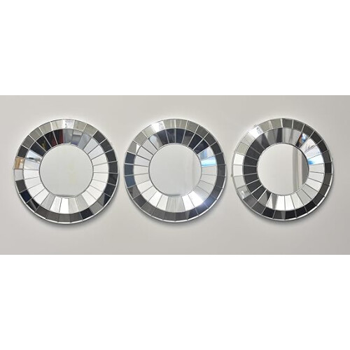 3x Silver Round Wall Mirror 25X25X1.8CM