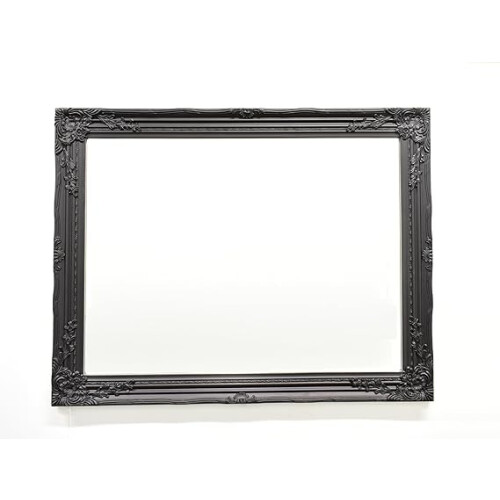 French Vintage Ornate Mirror Black 94x74cm 1