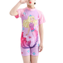 (Mermaid, 4-5 Years) Kids Girls Short Sleeve Mermaid Swimwear Swimsuit Beach One Piece Shorty Summer Beachwear