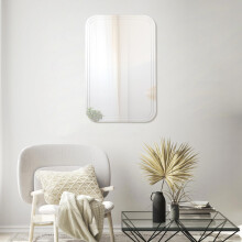 Etched Curved Frameless Wall Mirror 90x60cm