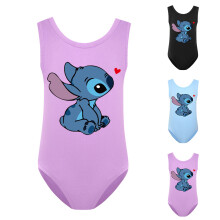 (11-12 Years, Purple) Kids Girl Stitch Print Swimwear Swimsuit One Piece Tankini Sleeveless Monokini Beach Bathing Suit