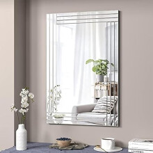 Silver Bevelled Wall Mirror Decor 60X90CM