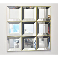 3x Square Mirrors Gold Home Décor 25X25 Cm