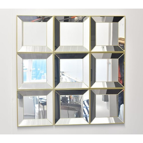 6x Square Mirrors Gold Home Décor 25X25 Cm