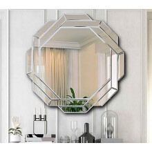 Round Silver Dual Octagonal Wall Mirror Decor 60x60cm