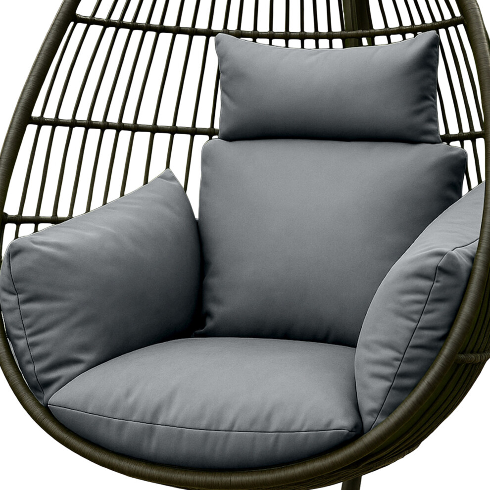 Homescapes (Grey) Waterproof Egg Chair Cushion With Headrest Grey