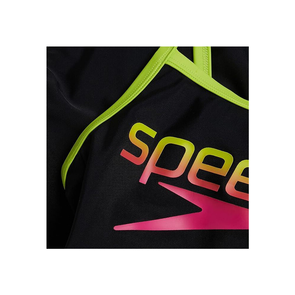 Speedo Girls Thinstrap Swimsuit Junior Beach Swimming One Piece Costume - Black
