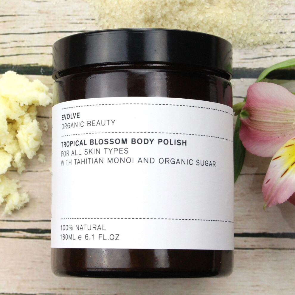 Evolve Beauty Tropical Blossom Body Polish Organic Beauty Scrub Exfoliating 180Ml