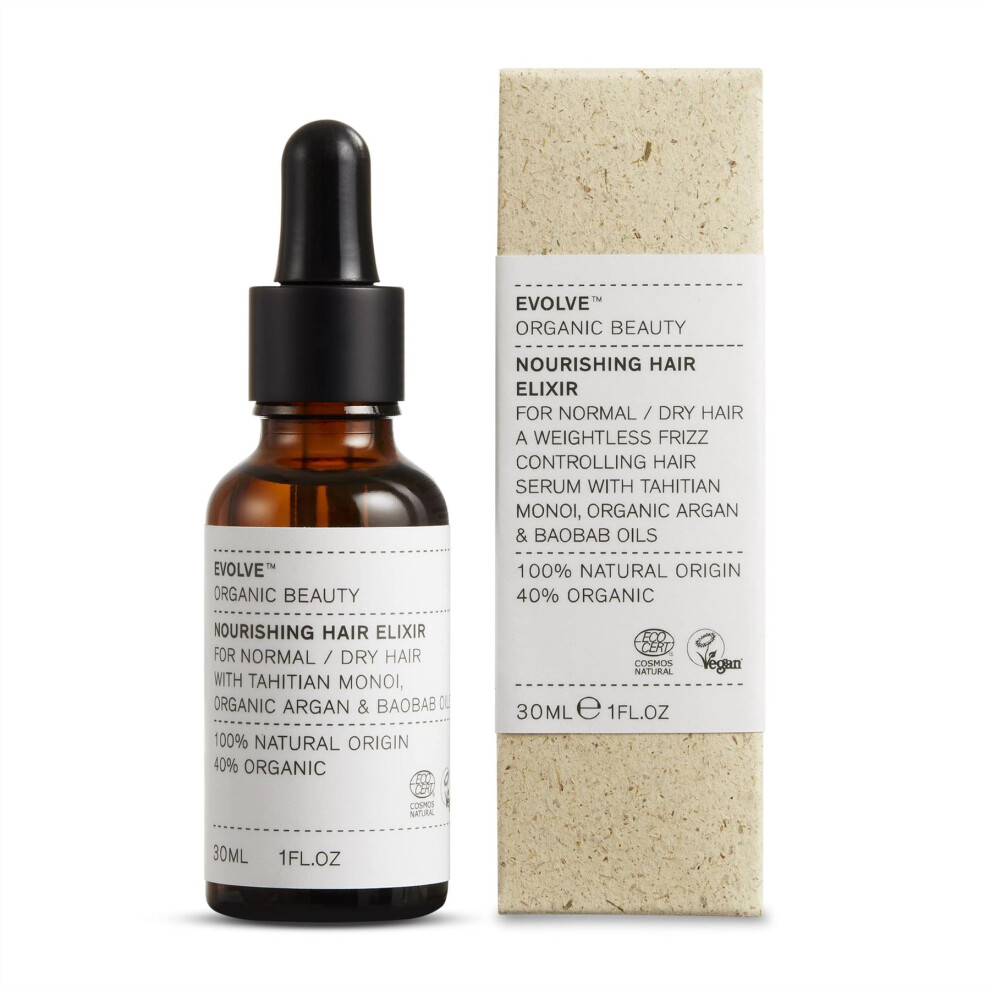 Evolve Beauty Hair Nourishing Serum Organic Natural Protection Hydration 30Ml